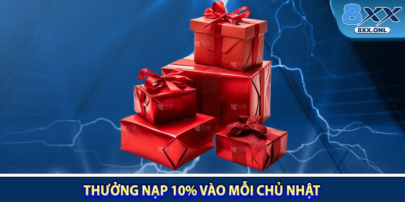  Thưởng nạp 10% vào mỗi Chủ nhật